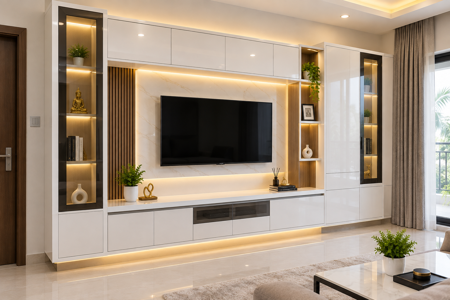 Modern interior space with premium windows and furniture